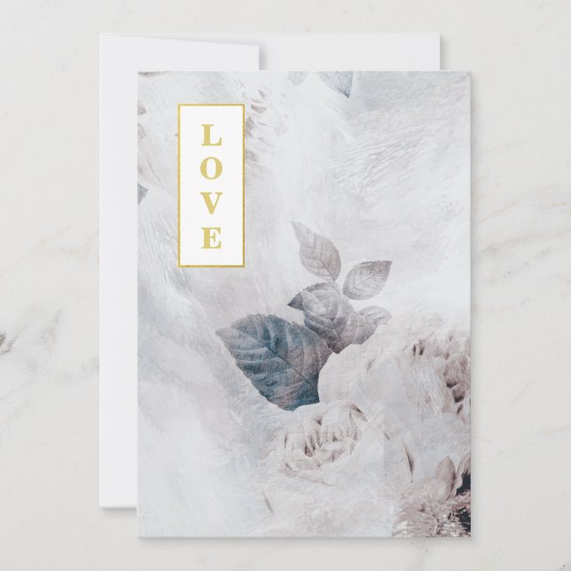 Invitation *~ QR AR26 LOVE Bouquet RSVP Vintage Wedding (Devant)