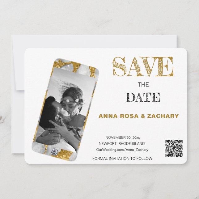Invitation *~* QR AR6 Photo MARIAGE ENREGISTRER LA DATE télép (Devant)