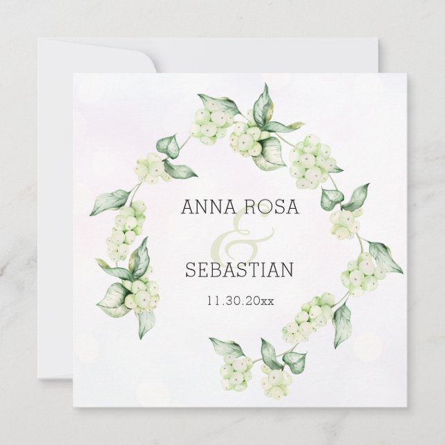 Invitation *~* QR Berry de neige hivernale AR12 Boho RSVP Mar (Devant)