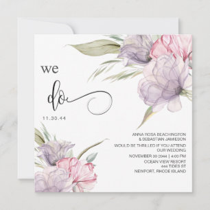 Invitation *~* QR Bouquets floraux AR15 RSVP PINK MARIAGE