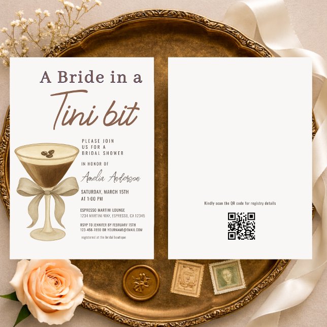 Invitation QR Code A Bride in a Tini Bit Bridal Shower (Créateur téléchargé)
