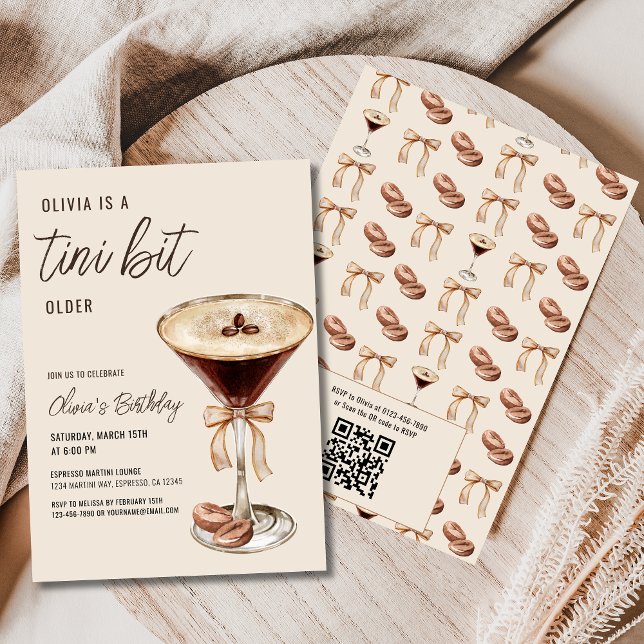 Invitation QR Code A Tini Bit Anniversaire Espresso Martini (Créateur téléchargé)