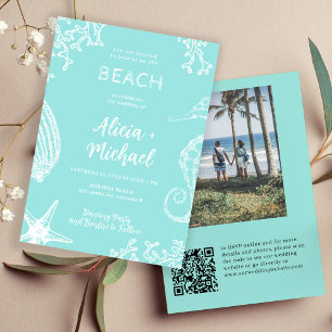Invitation QR CODE Beach mariage photo de destination