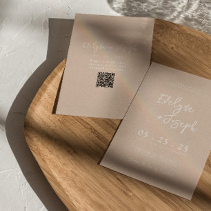 Invitation QR Code Blush Boho Chic Mariage moderne