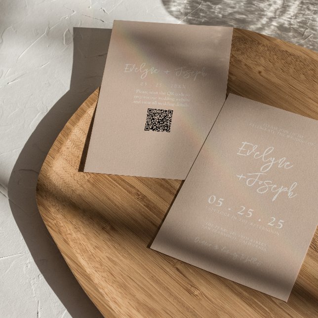 Invitation QR Code Blush Boho Chic Mariage moderne (Créateur téléchargé)