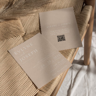 Invitation QR Code Blush Minimaliste Boho Mariage neutre