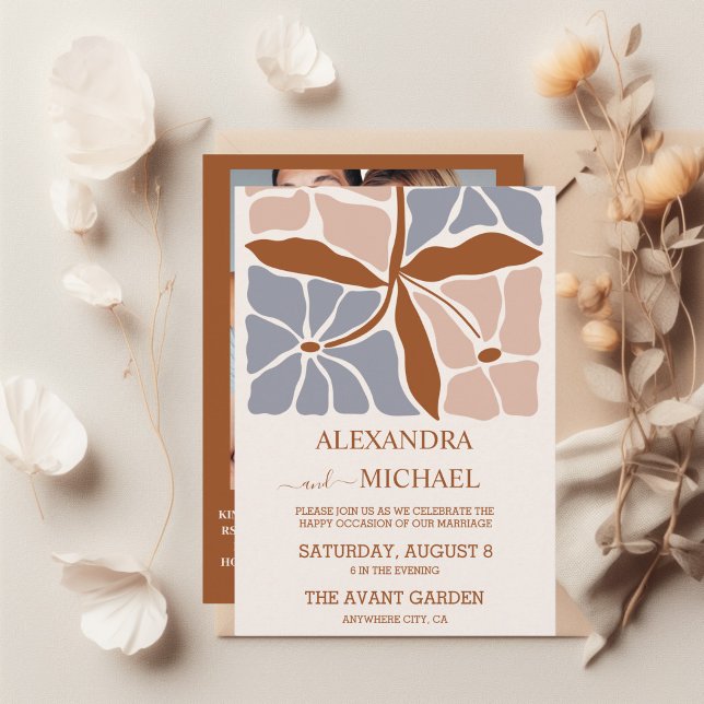 Invitation QR Code Boho Chic Retro Mariage floral (Créateur téléchargé)