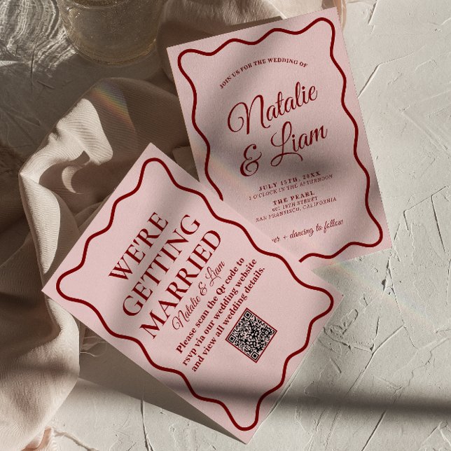 Invitation QR Code Bold moderne coloré Mariage Whimsical (Créateur téléchargé)