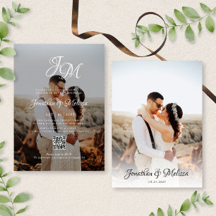 Invitation QR Code Budget Monogramme Script 2 Mariage photo