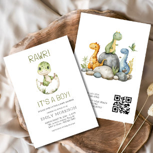 Invitation QR Code C'est un garçon mignon Dinosaur bébé garço