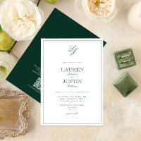 QR Code Classic Emerald Green Monogram Mariage