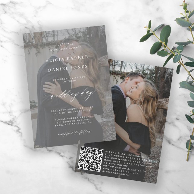 Invitation QR CODE couverture photo mariage moderne élégant (Créateur téléchargé)