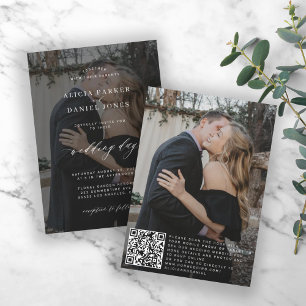 Invitation QR CODE couverture photo mariage moderne élégant