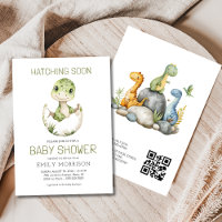 QR Code Cute Dinosaur Hatching Bientôt Baby shower