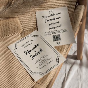 Invitation QR Code écriture manuscrite Scribble unique Mariag