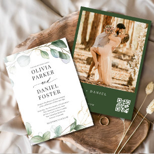 Invitation QR Code Eucalyptus Photo Mariage de verdure