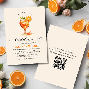 Invitation QR Code Love at First Spritz Orange Fête des marié