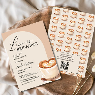 Invitation QR Code Love brasse la Fête des mariées de café