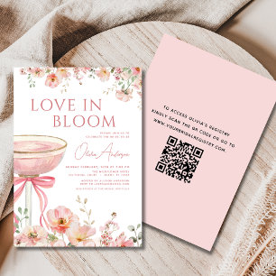 Invitation QR Code Love in Bloom Champagne Bow Fête des marié