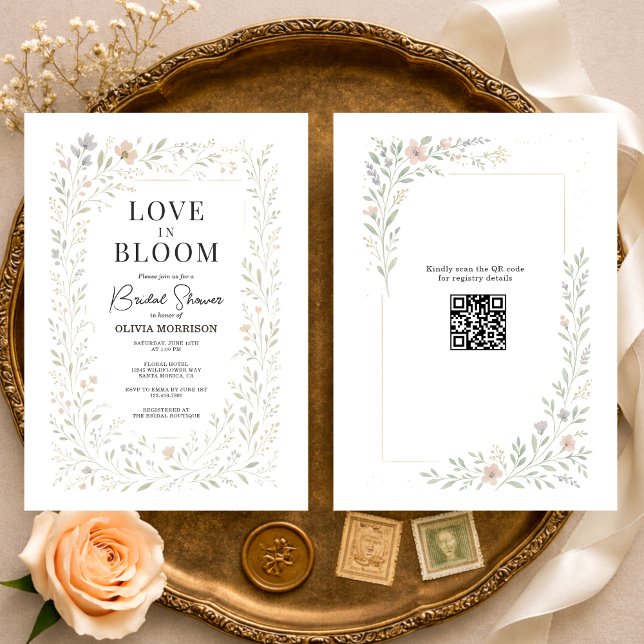 Invitation QR Code Love in Bloom Wildflower Bridal Shower (Créateur téléchargé)