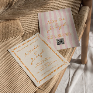 Invitation QR Code main écrit Whimsical Colorful Mariage
