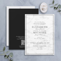QR Code Marbre noir blanc Mariage de script classi