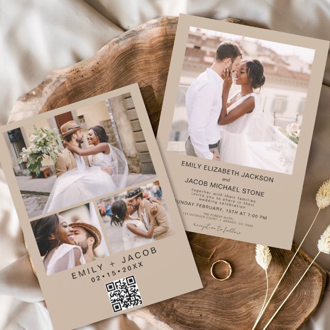 Invitation QR code Minimalist Terracotta Mariage photo (Créateur téléchargé)