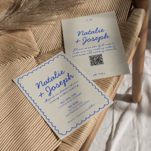 Invitation QR Code moderne bleu coloré Mariage Whimsical