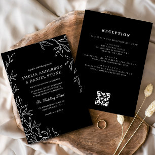 Invitation QR Code moderne noir et blanc minimaliste Mariage 