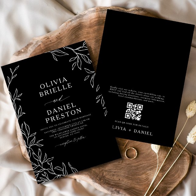 Invitation QR Code moderne noir et blanc minimaliste Mariage  (Créateur téléchargé)