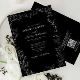 Invitation QR Code moderne noir et blanc minimaliste Mariage