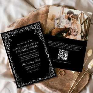 Invitation QR Code noir blanc photo minimaliste Mariage