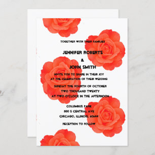 Invitation QR Code Orange Floral Rose Motifs Boho Mariage