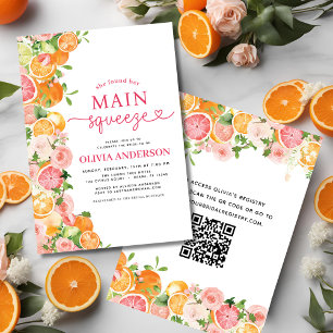 Invitation QR Code Orange Main Squeeze Citrus Fête des mariée