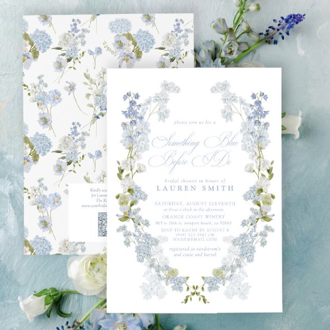 Invitation QR Code quelque chose de bleu avant de faire Fête  (QR Code Bridal Shower Invitation)