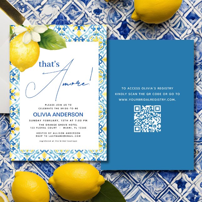 Invitation QR Code qui est plus Fête des mariées citron itali (Créateur téléchargé)