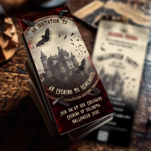 Invitation QR Code Romantique Vintage Château Vampire Hallowe