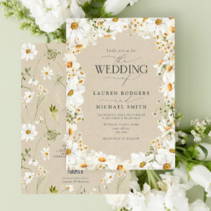 Invitation QR Code Rustique Aquarelle Mariage Fleurs margueri