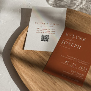 Invitation QR Code Terracotta Minimaliste Boho Mariage modern