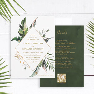 Invitation QR Code tout en un Mariage d'or de remplissage tro