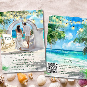 Invitation QR Code Tropical Beach Wedding Destination