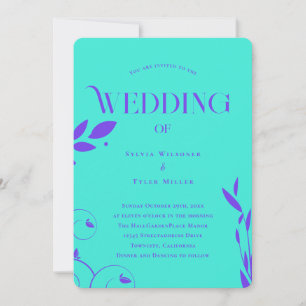 Invitation QR Code Turquoise Purple Boho Mariage botanique