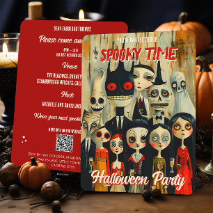 Invitation QR Code Vintage Halloween caractères Éffrayants