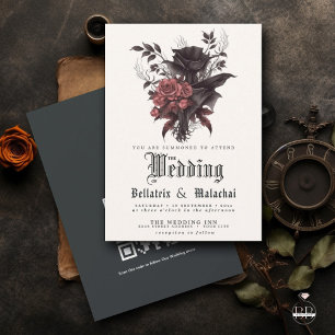Invitation QR Goth Rosewood noir Rose Floral