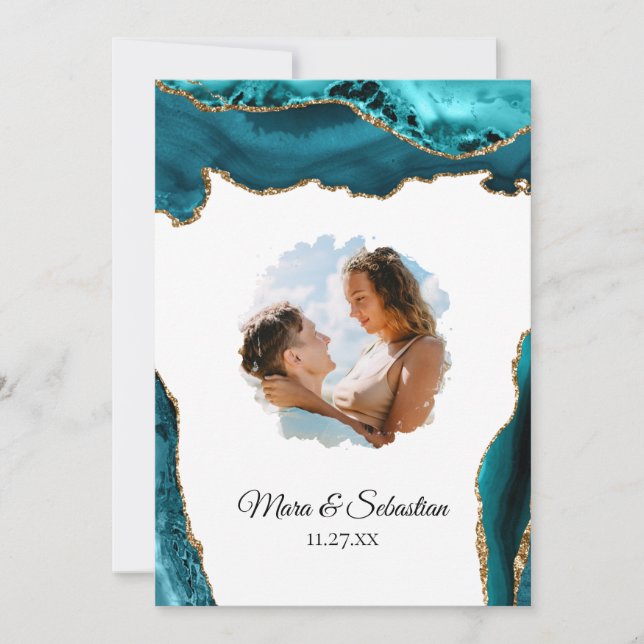 Invitation *~* QR - PHOTO - RSVP AR13 Mariage AGATE Invitat (Devant)