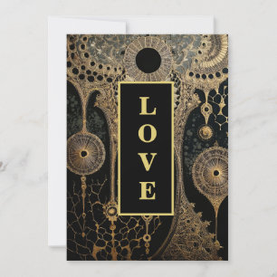 Invitation *~ QR RSVP AR26 Gold Lace LOVE26 Mariage de luxe