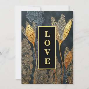 Invitation *~ QR RSVP AR26 Gold Lace LOVE Luxury 32 Mariage