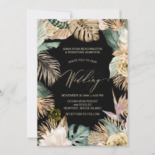 Invitation *~* QR RSVP Jungle Leopard Botanical AR21 MARIAGE