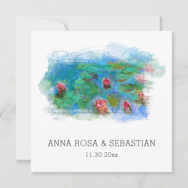 Invitation *~* QR RSVP MONET LILY POND AP12 RSVP Mariage (Devant)