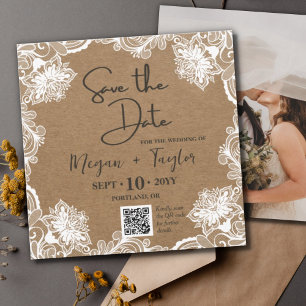 Invitation QR Simple Rustic Enregistrer la date Mariage photo